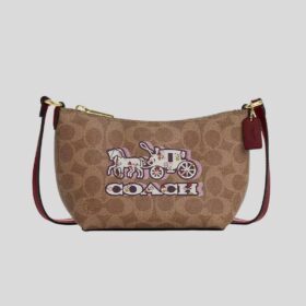 COACH Zip Top Crossbody Bag In Signature Canvas With Horse And Carriage Print CX606