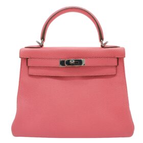 Hermes Kelly 28 Rose Lipstick Togo Leather Retourne PHW - RJC2750